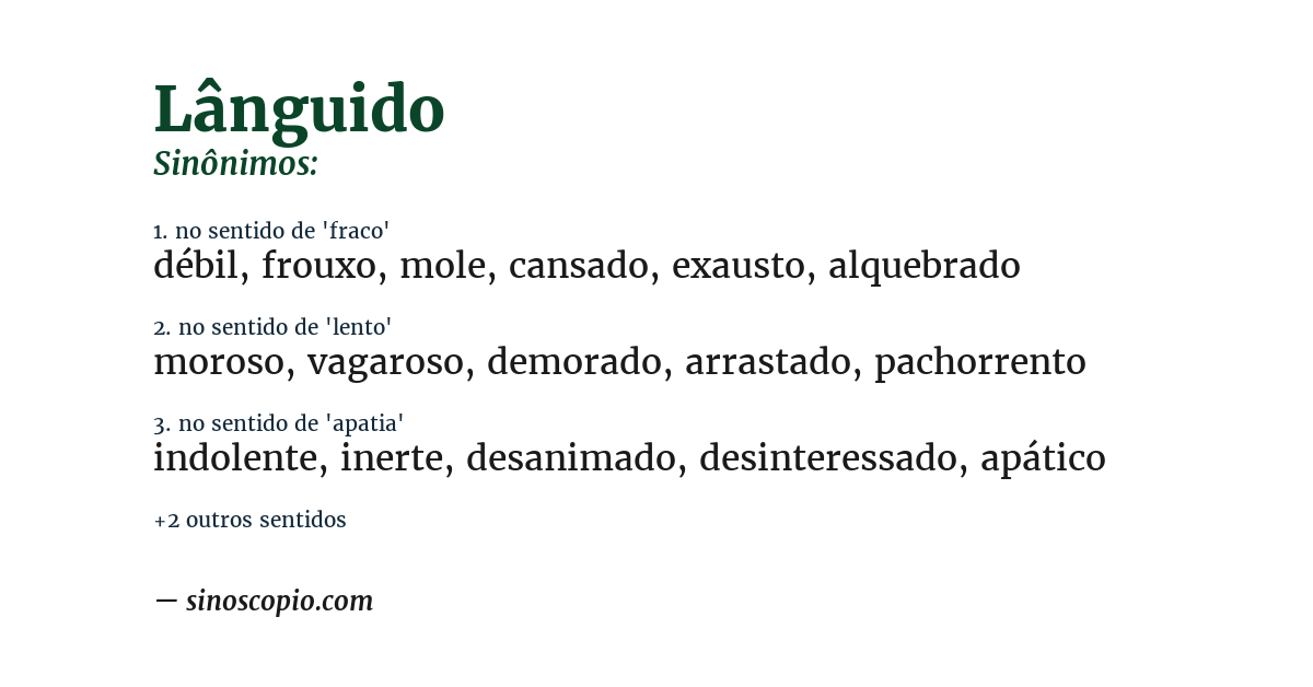 Sinônimo de lânguido