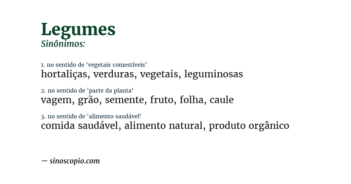 Sinônimo de legumes