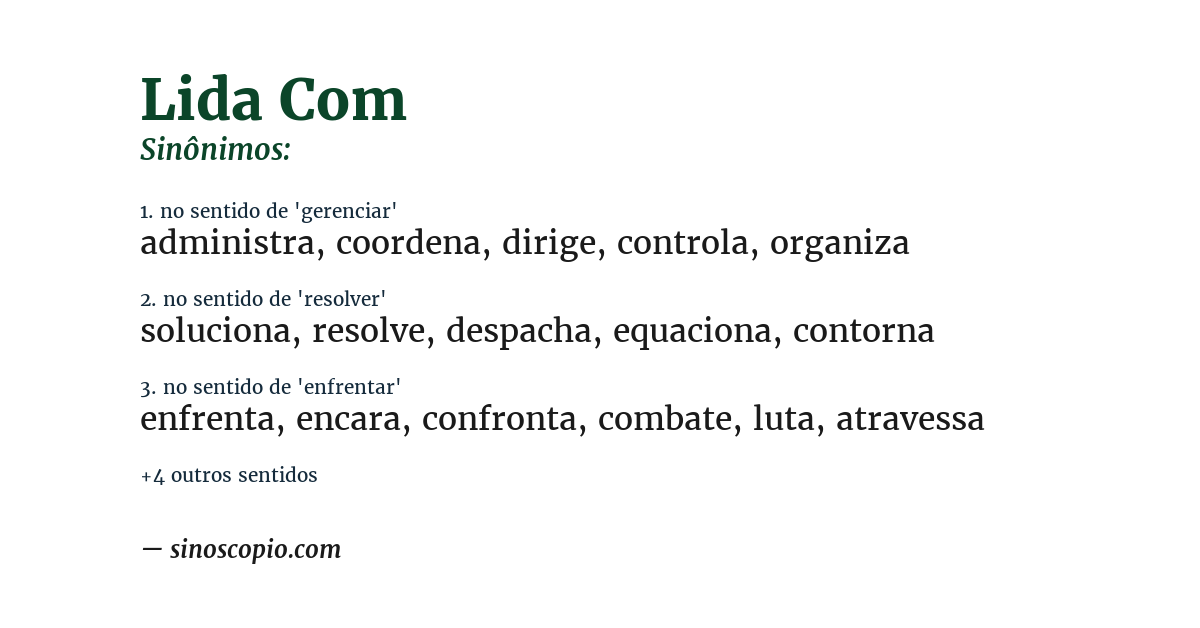 Sinônimo de lida com