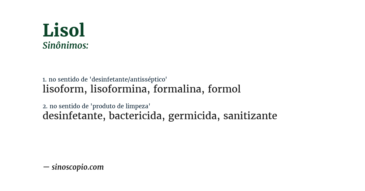Sinônimo de lisol