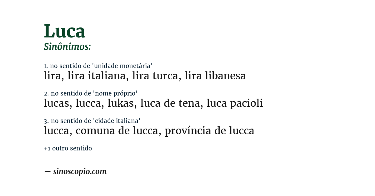 Sinônimo de luca