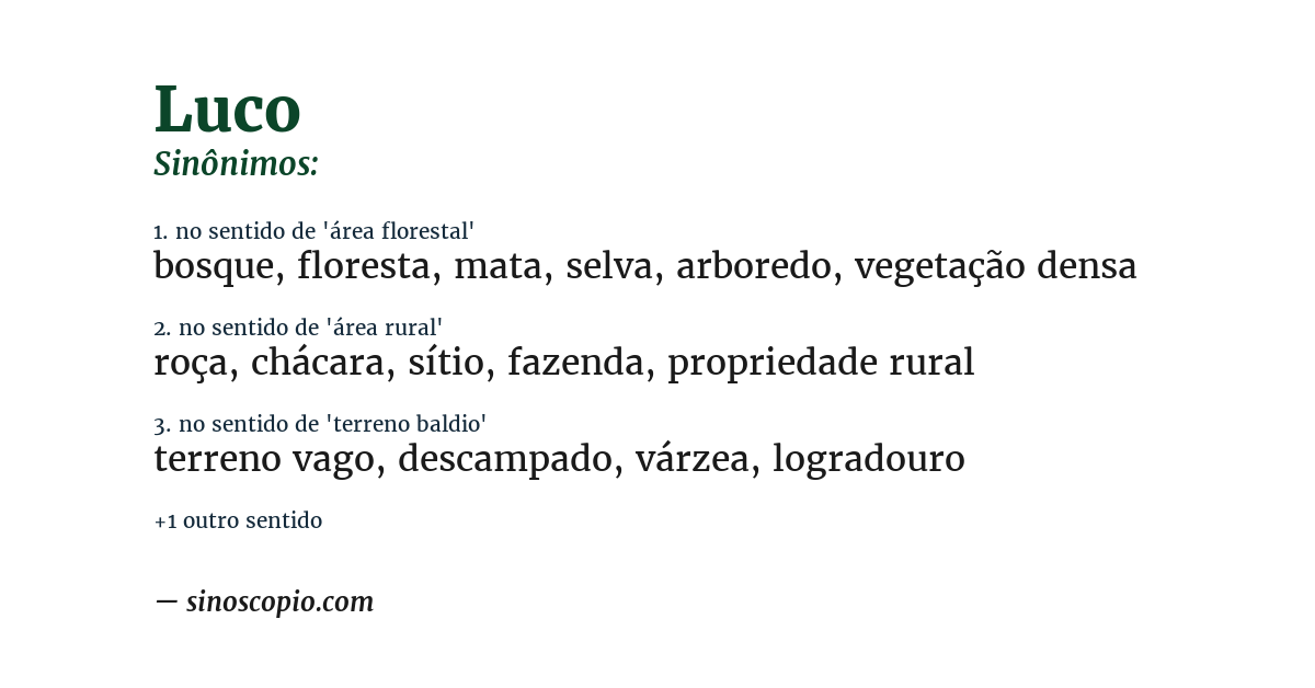 Sinônimo de luco