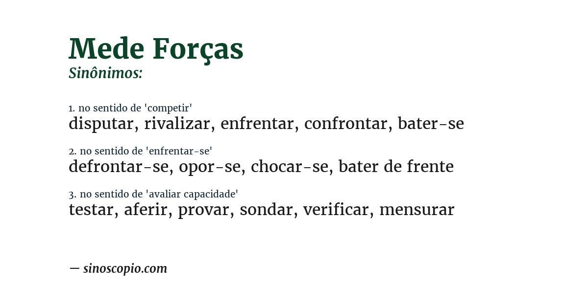 Sinônimo de mede forças