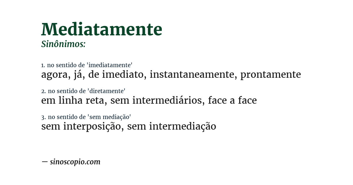 Sinônimo de mediatamente