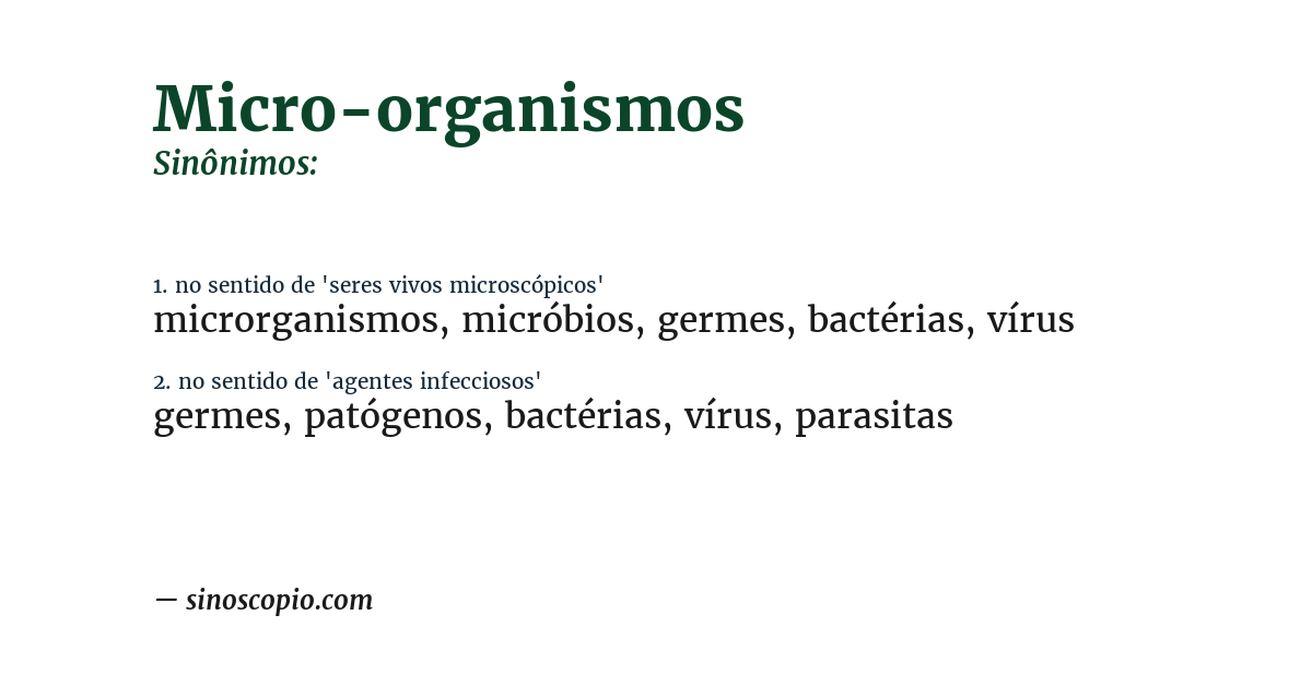 Sinônimo de micro-organismos