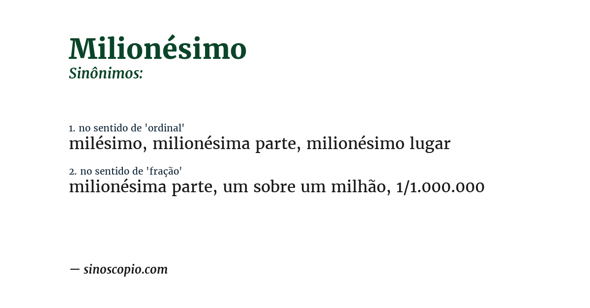 Sinônimo de milionésimo