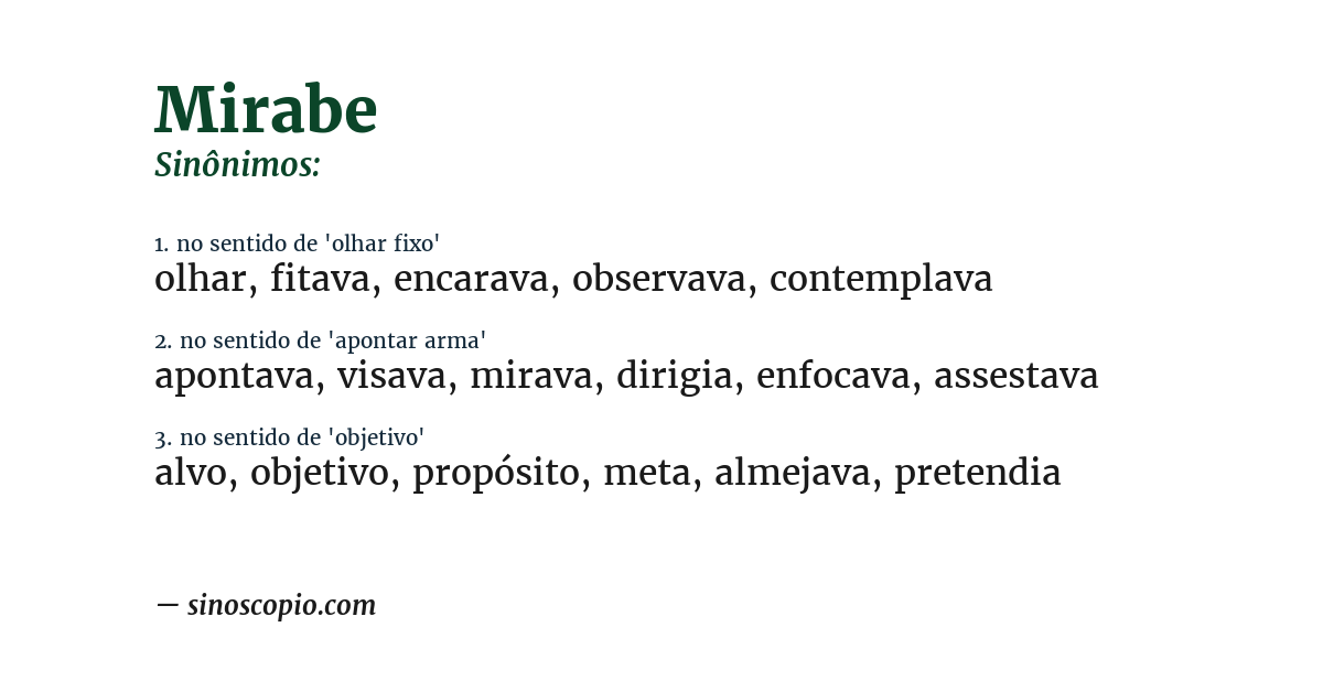 Sinônimo de mirabe