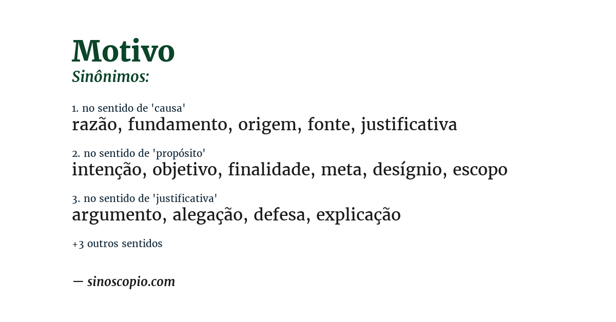 Sinônimo de motivo