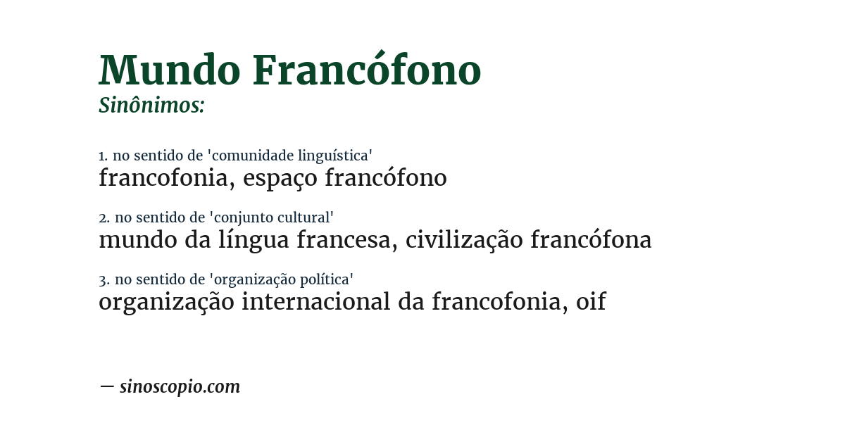 Sinônimo de mundo francófono