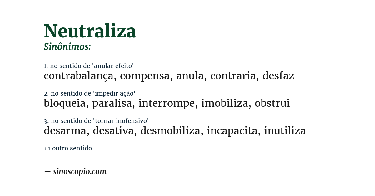 Sinônimo de neutraliza