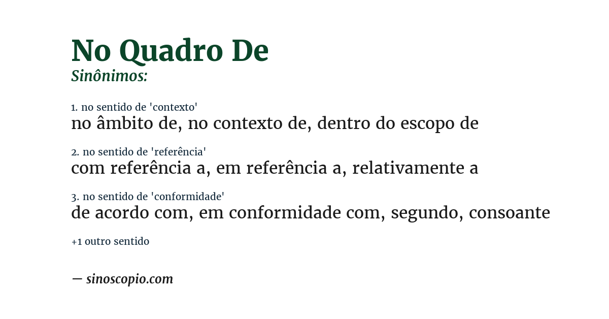 Sinônimo de no quadro de