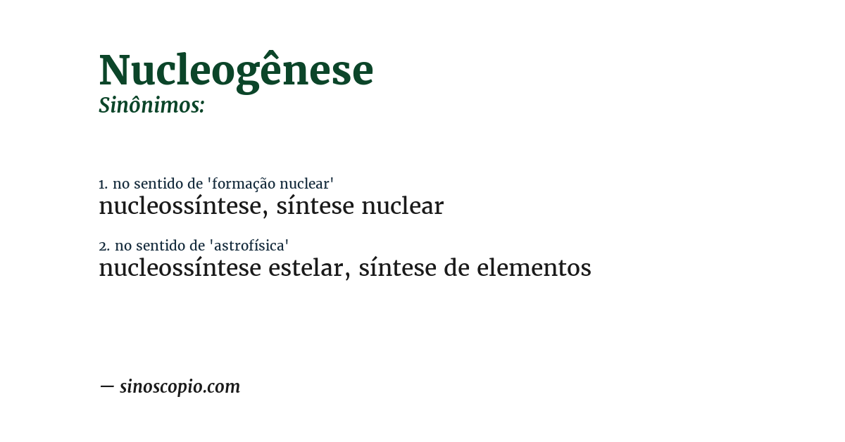 Sinônimo de nucleogênese