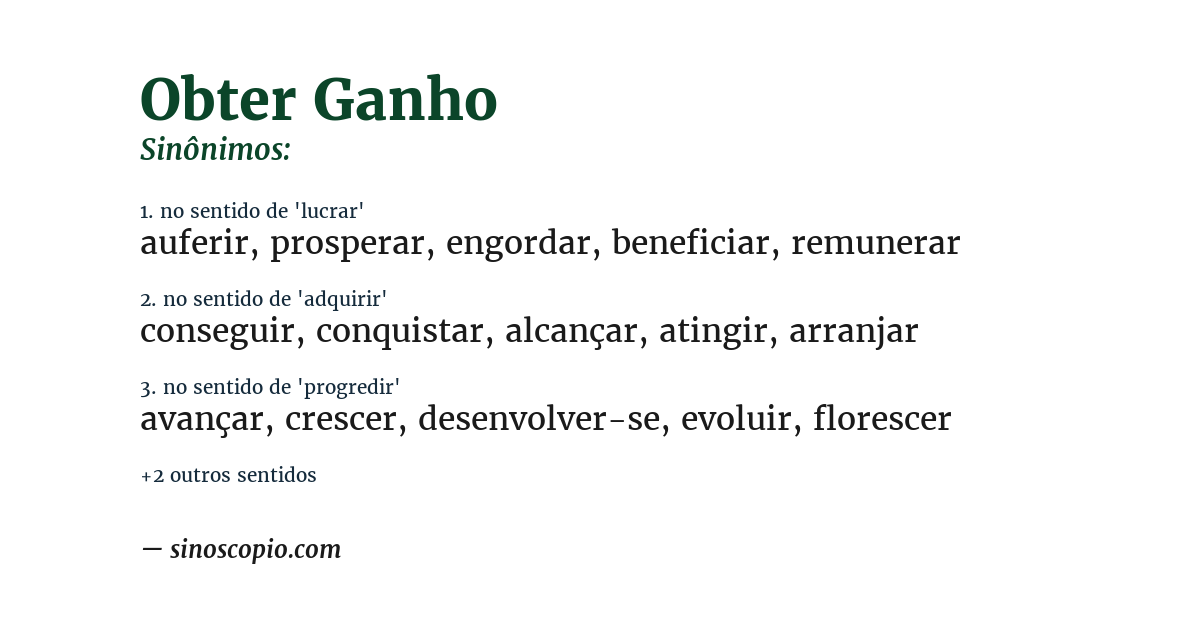 Sinônimo de obter ganho