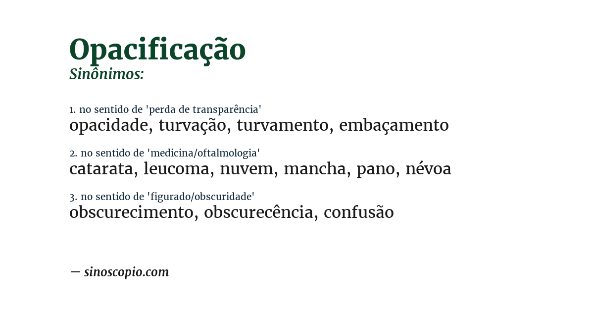 Sinônimo de opacificação