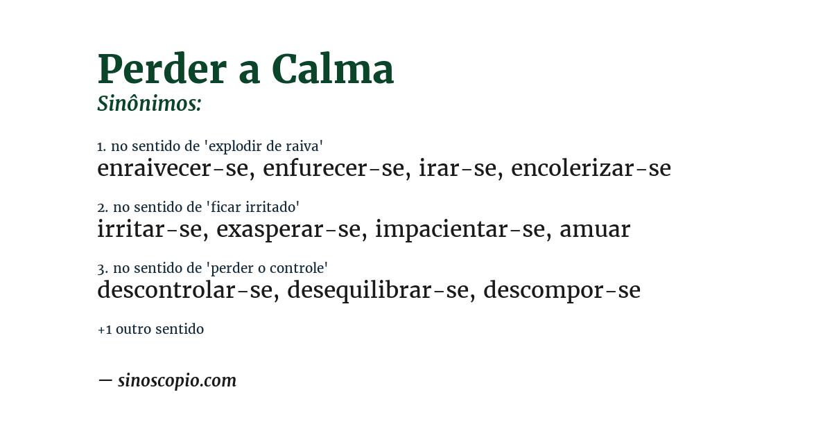 Sinônimo de perder a calma