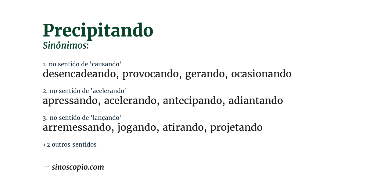 Sinônimo de precipitando