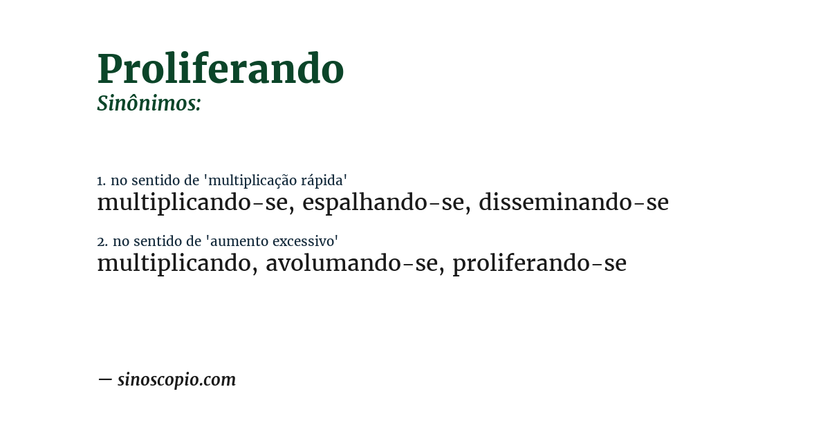 Sinônimo de proliferando