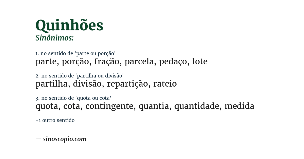 Sinônimo de quinhões