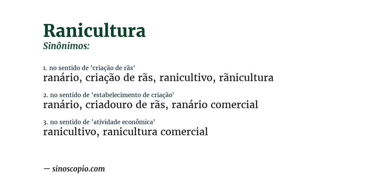 Sinônimo de ranicultura