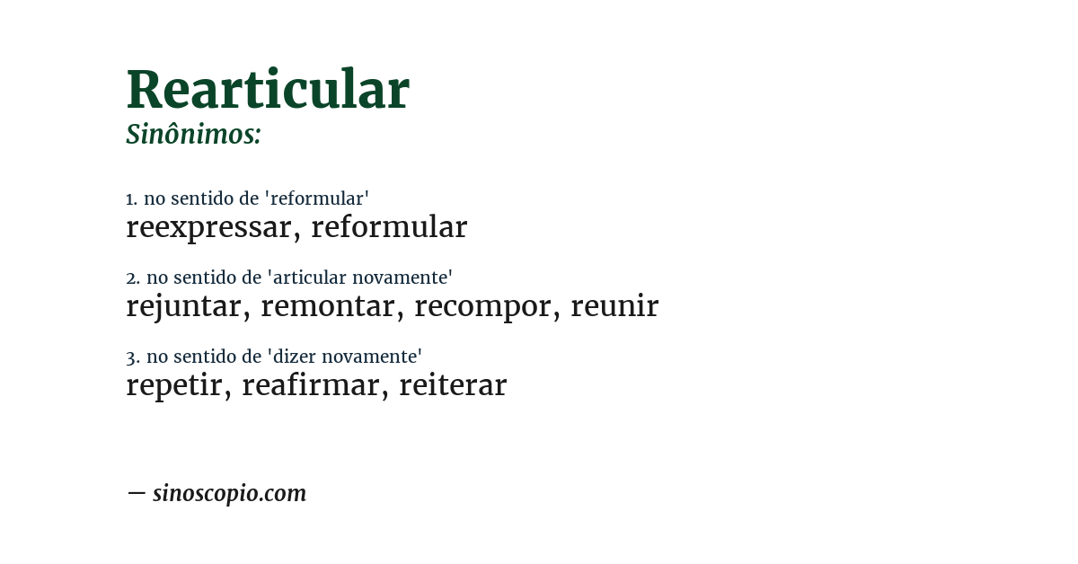 Sinônimo de rearticular