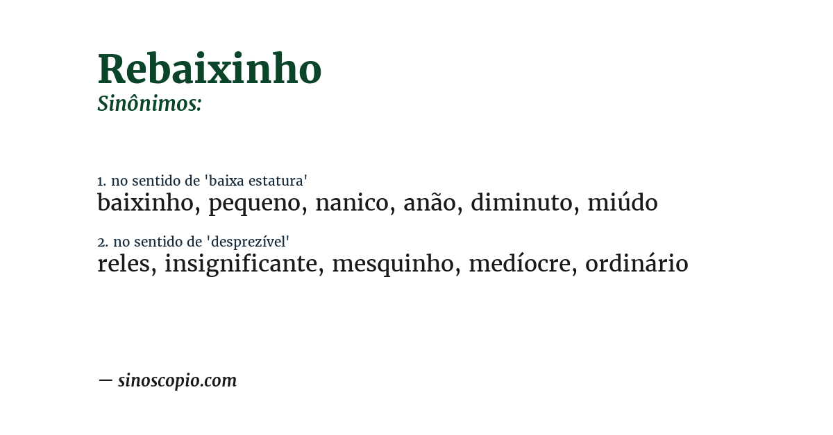Sinônimo de rebaixinho
