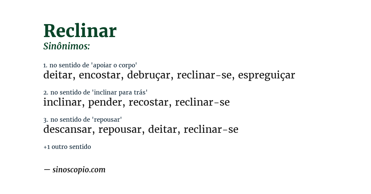Sinônimo de reclinar