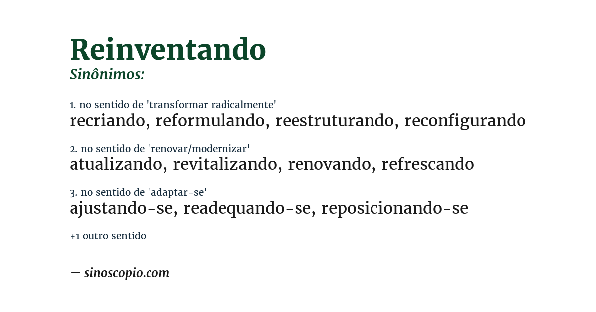 Sinônimo de reinventando