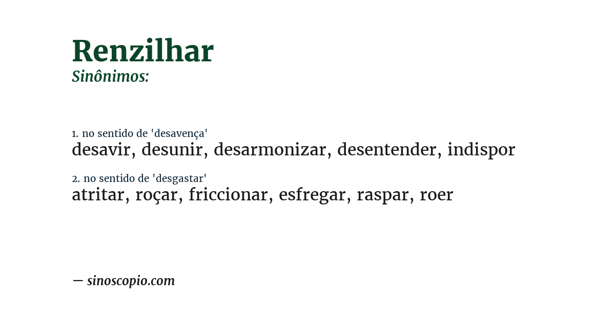 Sinônimo de renzilhar