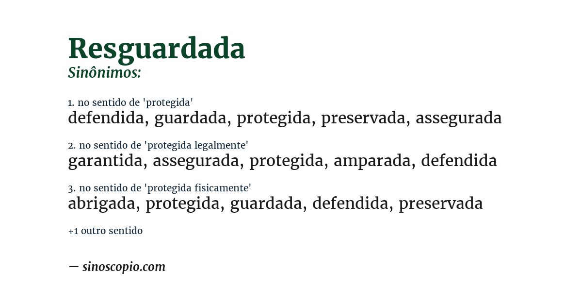 Sinônimo de resguardada