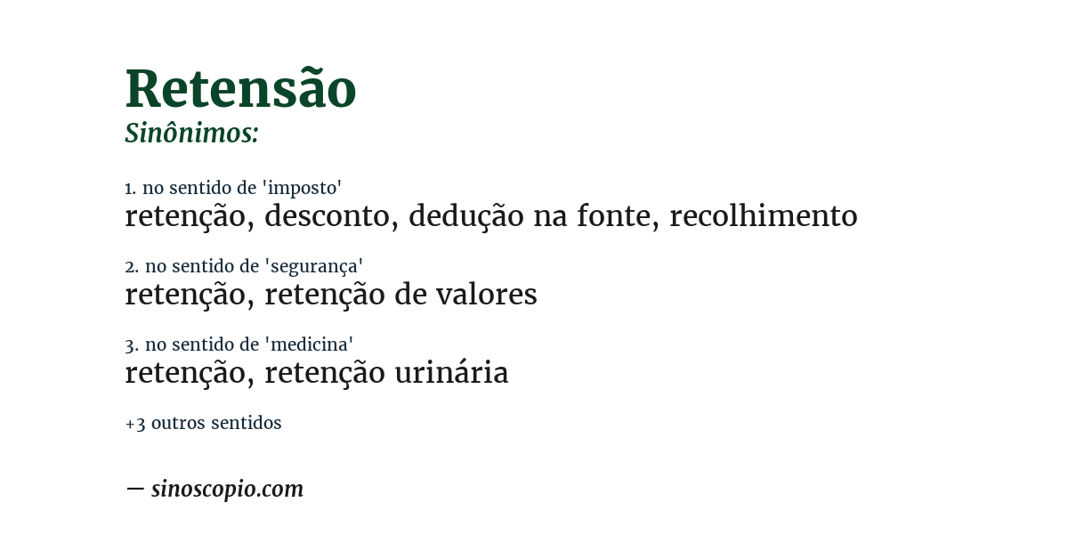Sinônimo de retensão