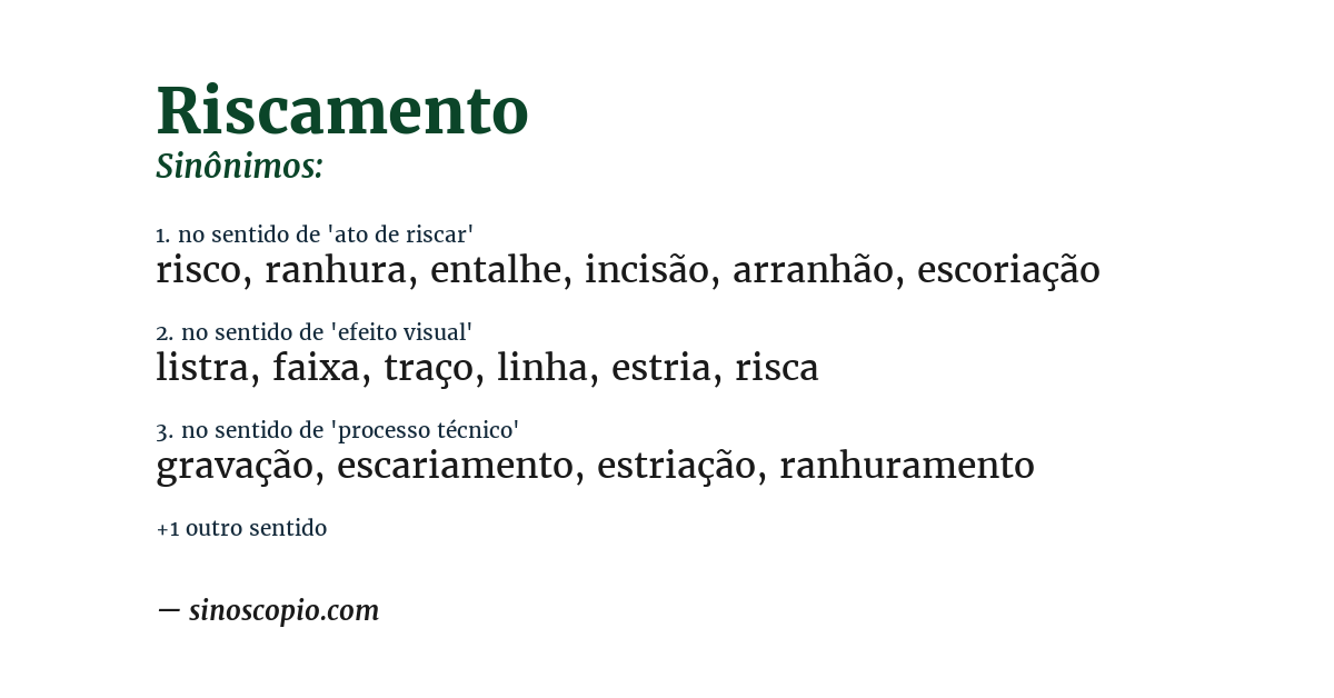 Sinônimo de riscamento