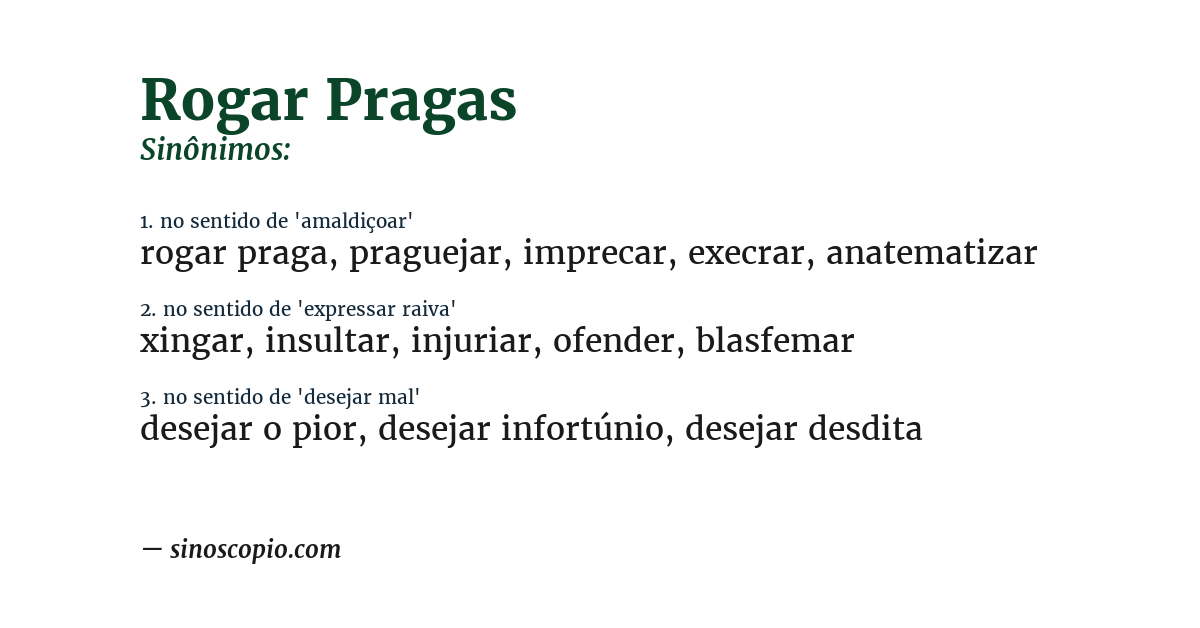 Sinônimo de rogar pragas