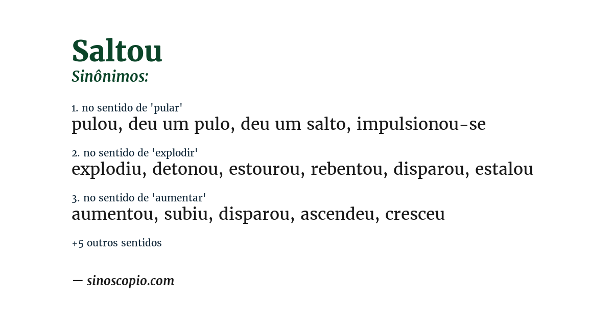 Sinônimo de saltou