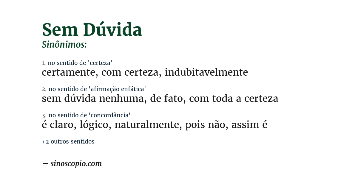Sinônimo de sem dúvida