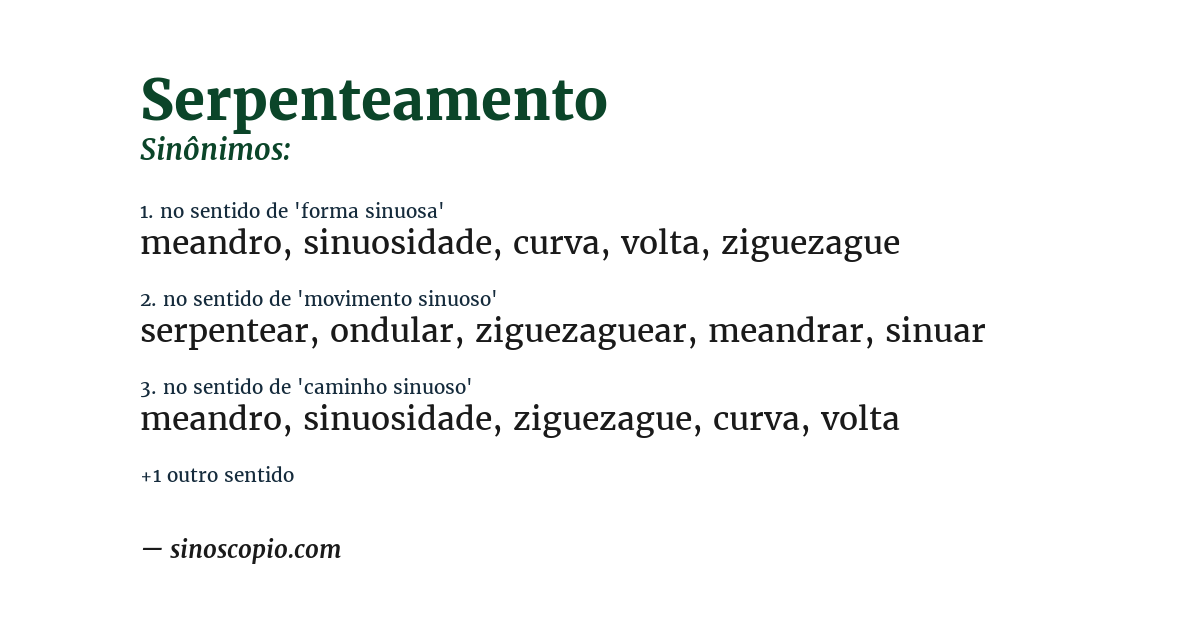Sinônimo de serpenteamento