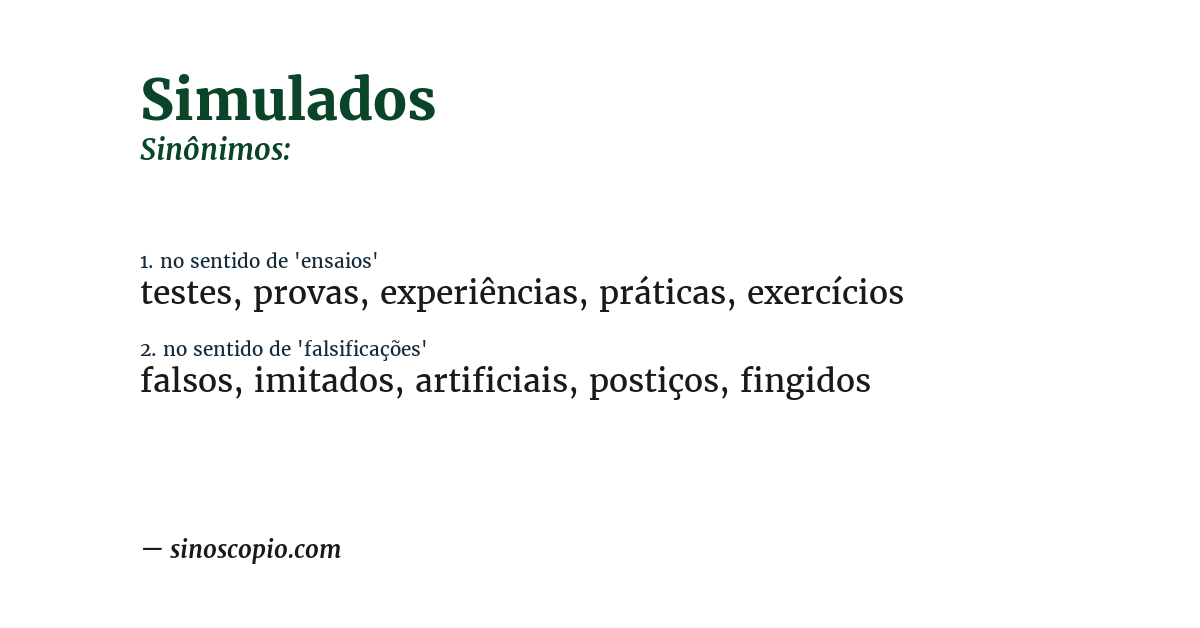 Sinônimo de simulados