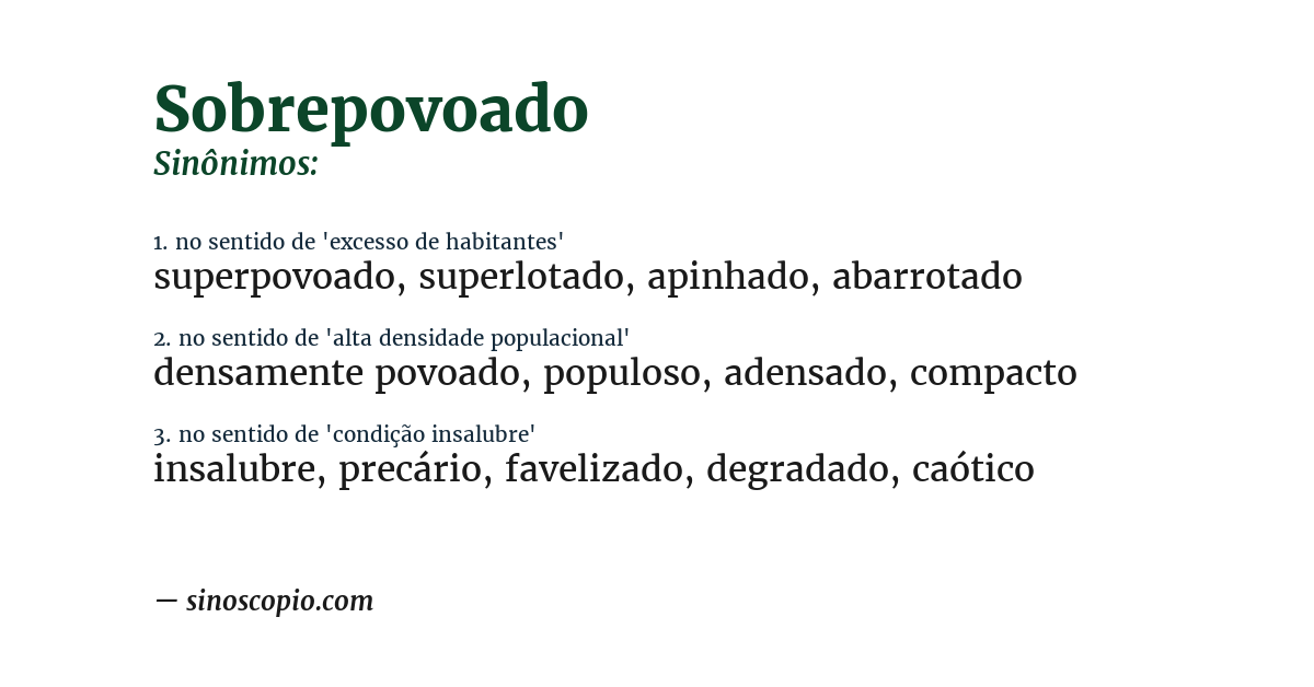 Sinônimo de sobrepovoado