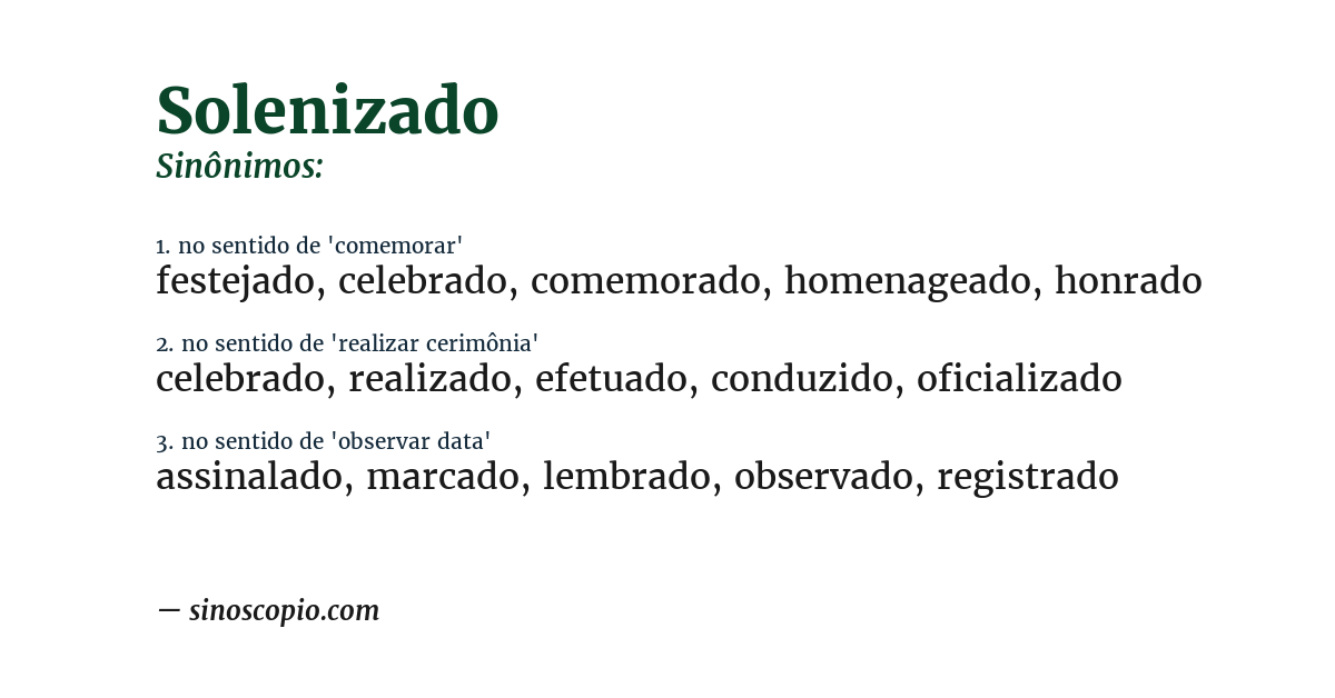 Sinônimo de solenizado