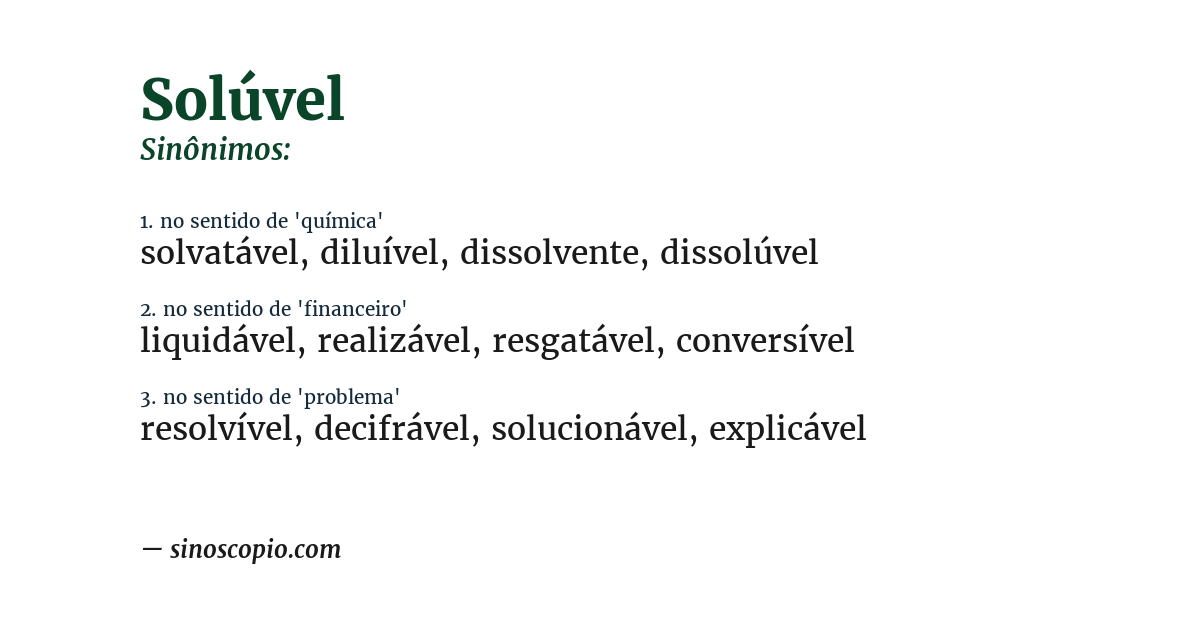 Sinônimo de solúvel