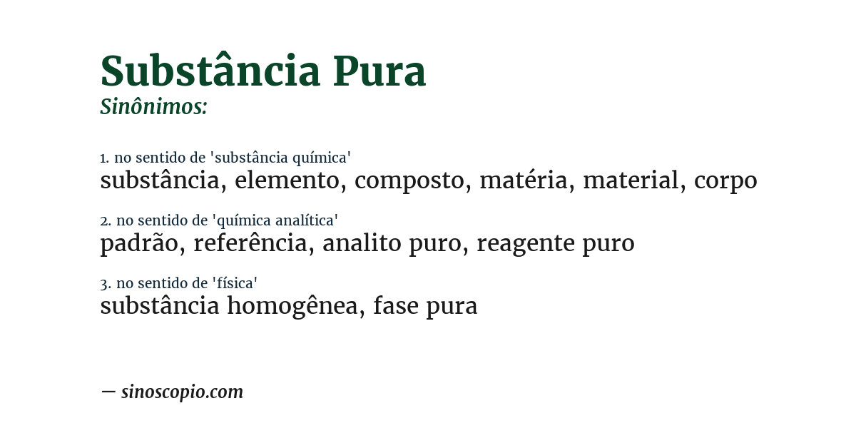 Sinônimo de substância pura
