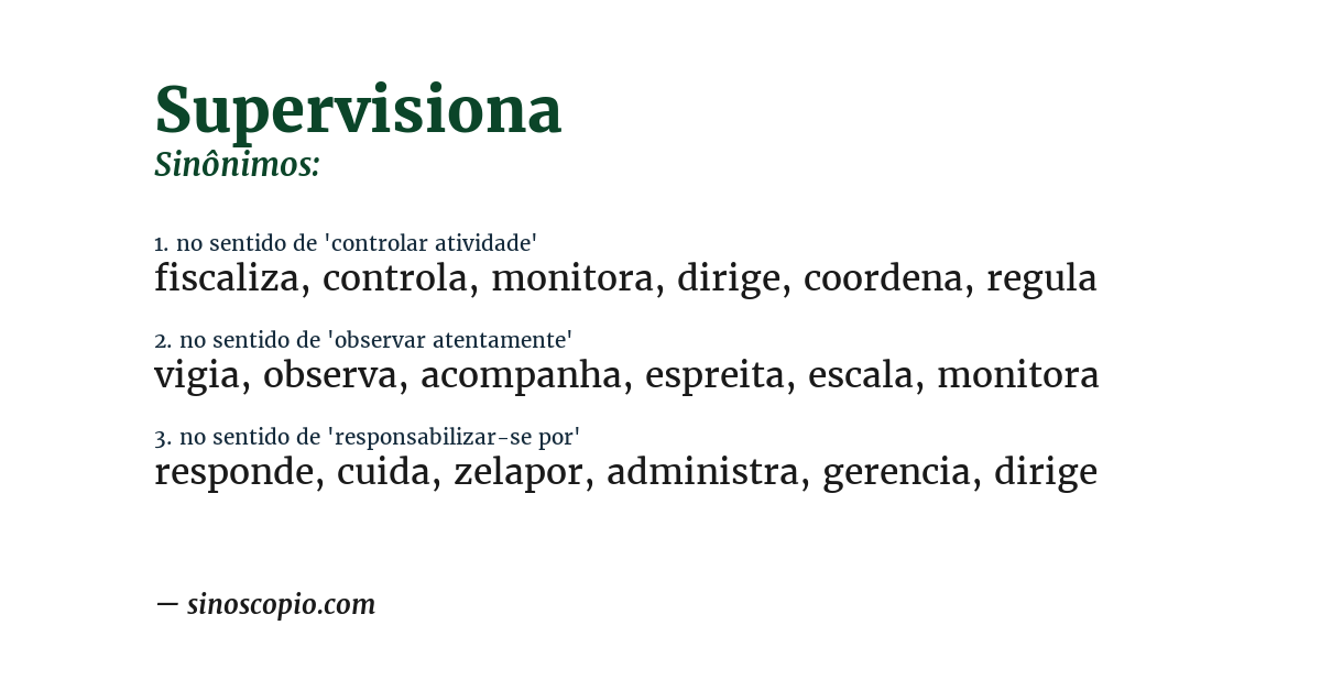 Sinônimo de supervisiona