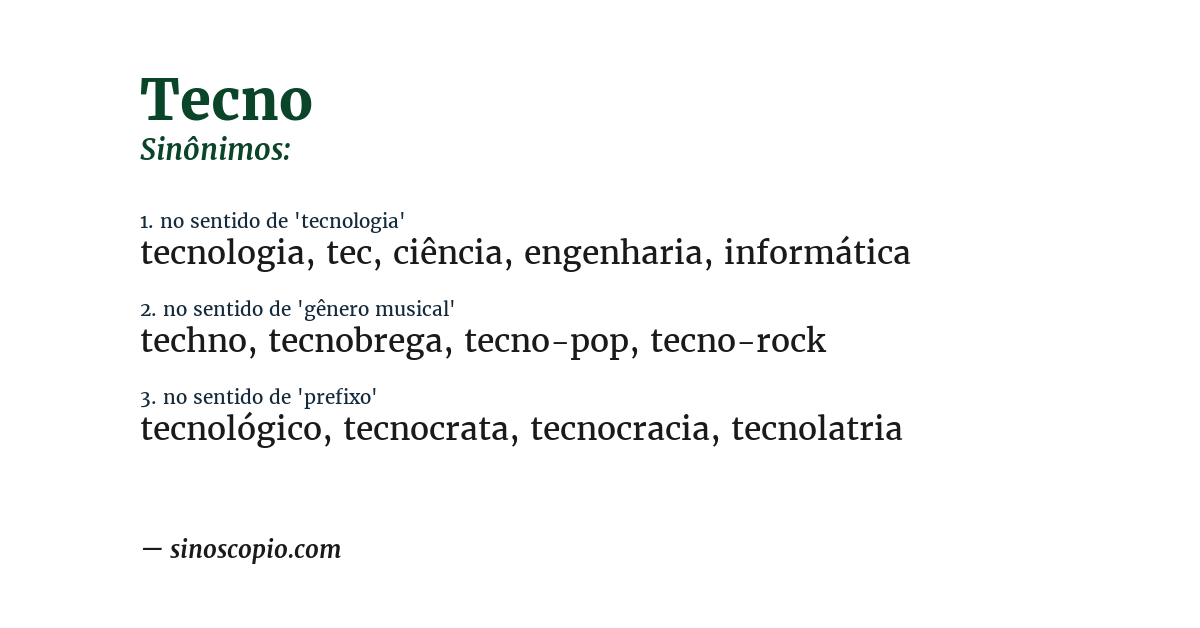 Sinônimo de tecno