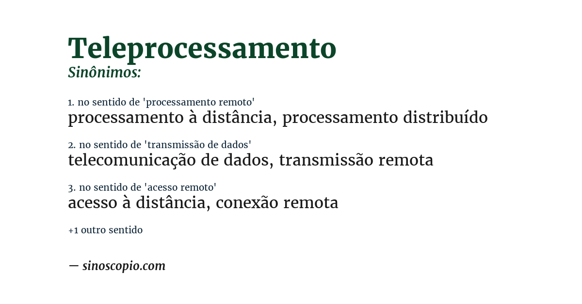 Sinônimo de teleprocessamento