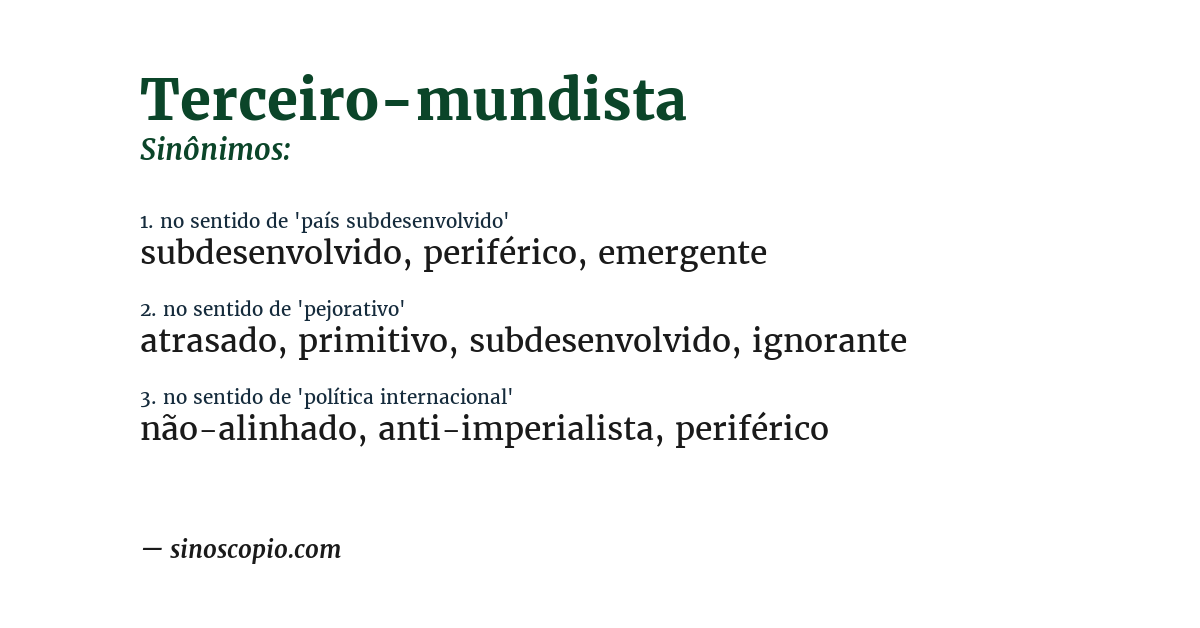 Sinônimo de terceiro-mundista
