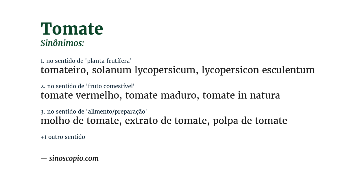 Sinônimo de tomate