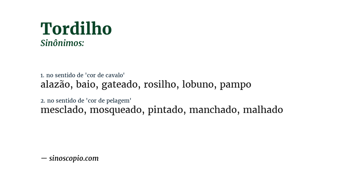 Sinônimo de tordilho