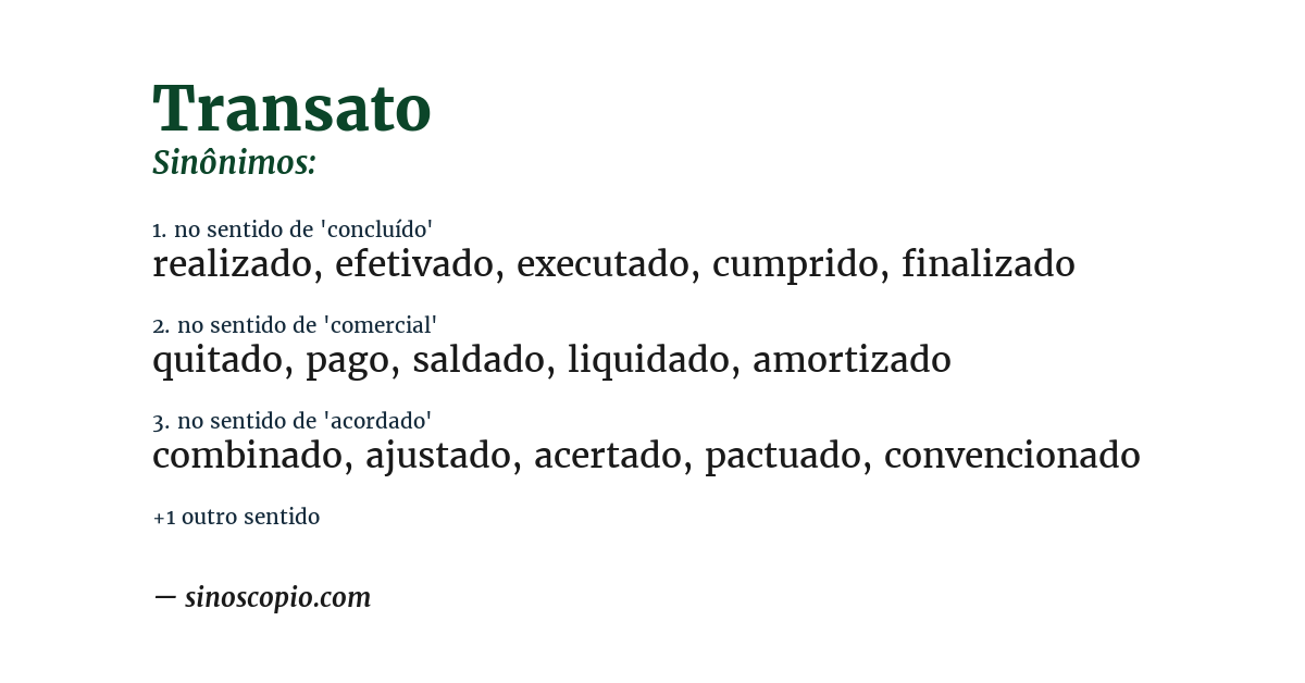 Sinônimo de transato