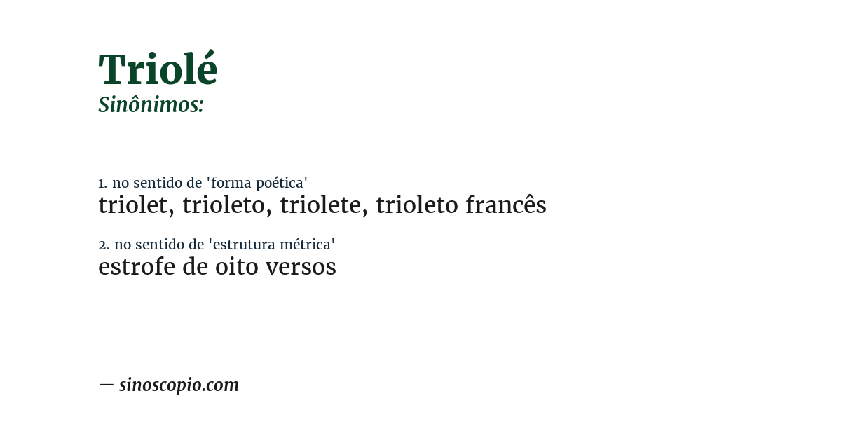 Sinônimo de triolé