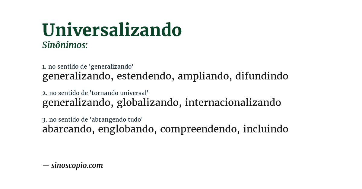 Sinônimo de universalizando