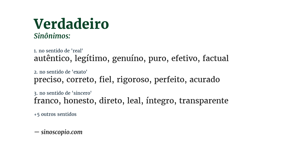 Sinônimo de verdadeiro